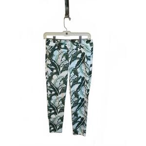 Old Navy Pixie Green & White Tropical Theme Pants